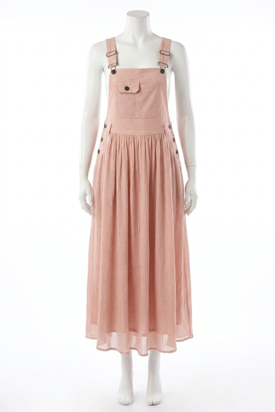 NEW LISTICLE cotton maxi overall dress in vintage rose